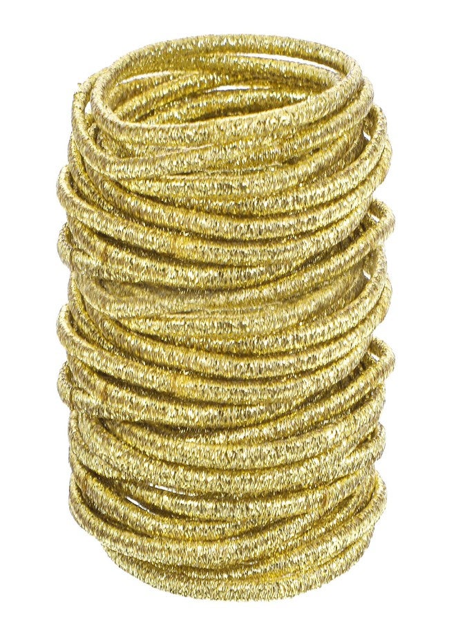 DOPENSPI 100 Pcs Small Gold Hair Ties, Shimmer Thin Elastic Hair Bands Rubberbands 3mm Mini Ropes Rubber Elastic Bands Ponytail Accessories for Women - Image 1